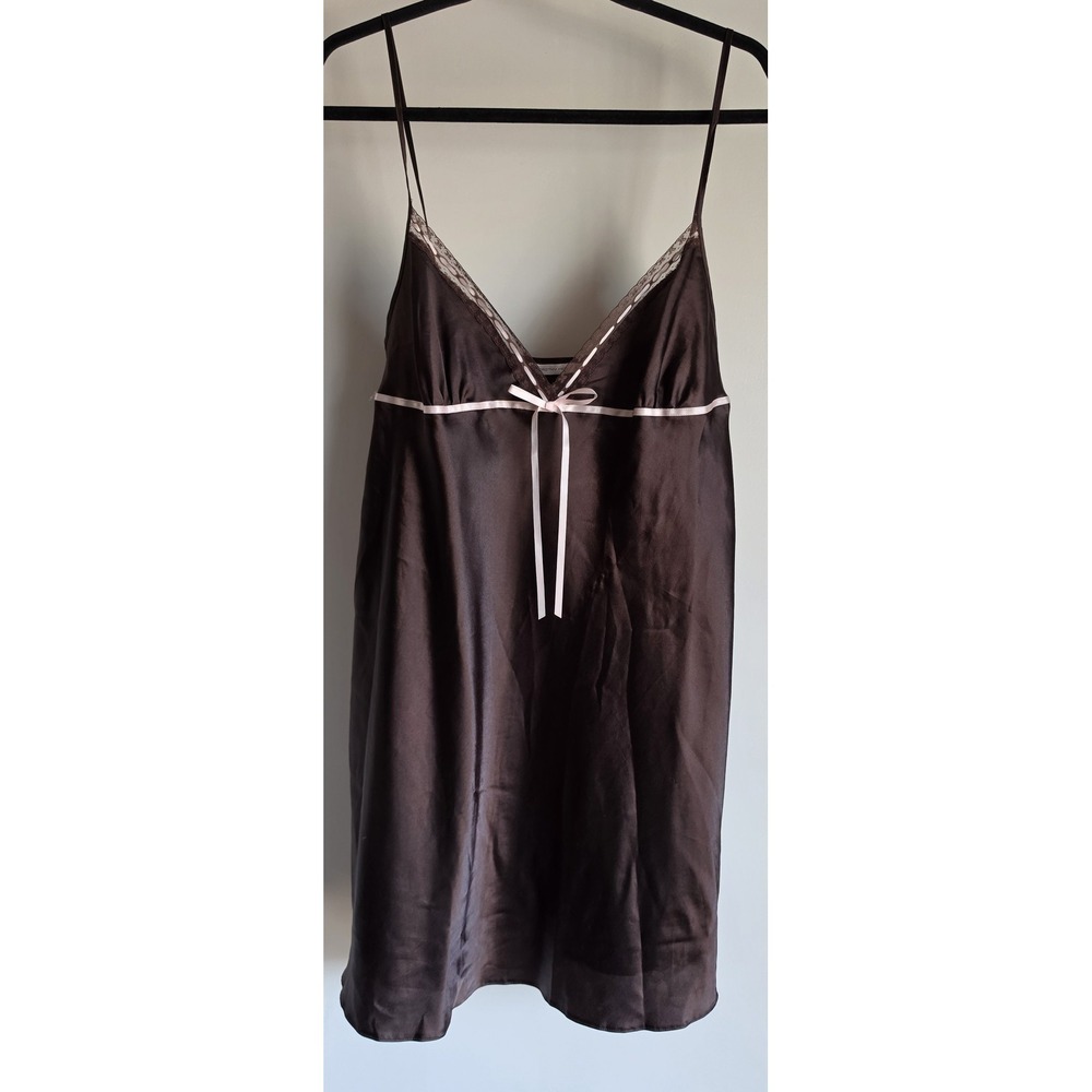 Dorothy Perkins Cami Dress Size 18 Sleeveless V-Neck Brown Solid Slip Gown